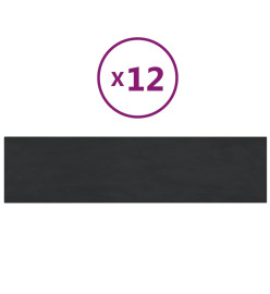 Panneaux muraux 12 pcs Noir 60x15 cm Velours 1,08 m²