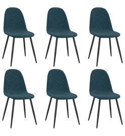 Chaises à manger lot de 6 bleu velours