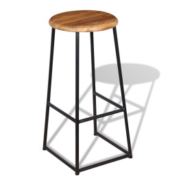 Tabourets de bar lot de 2 bois de teck massif