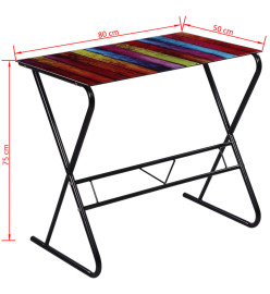 Bureau en verre à motif d'arc-en-ciel