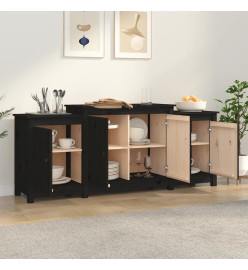 Buffet Noir 164x37x68 cm Bois massif de pin