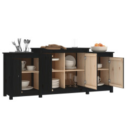 Buffet Noir 164x37x68 cm Bois massif de pin