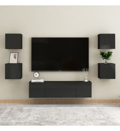 Meubles TV muraux 4 pcs Noir brillant 30,5x30x30 cm