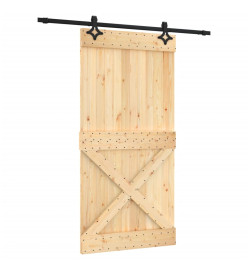 Porte coulissante et kit de quincaillerie 100x210 cm pin massif