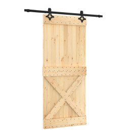 Porte coulissante et kit de quincaillerie 90x210 cm pin massif