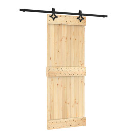 Porte coulissante et kit de quincaillerie 80x210 cm pin massif