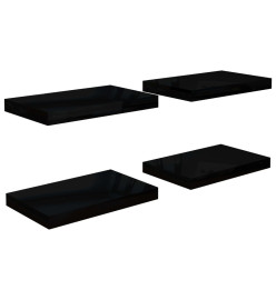 Étagère murale flottante 4 pcs Noir brillant 40x23x3,8 cm MDF