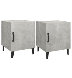 Tables de chevet 2 pcs Gris béton Bois d'ingénierie