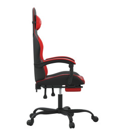 Chaise de jeu avec repose-pied Noir et rouge Similicuir