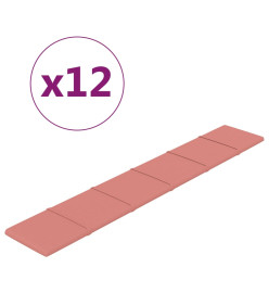 Panneaux muraux 12 pcs Rose 90x15 cm Velours 1,62 m²