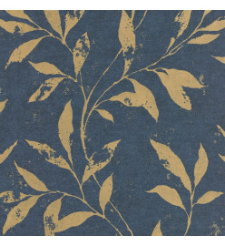 DUTCH WALLCOVERINGS Papier peint Leafs Bleu et doré