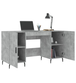 Bureau gris béton 140x50x75 cm bois d'ingénierie