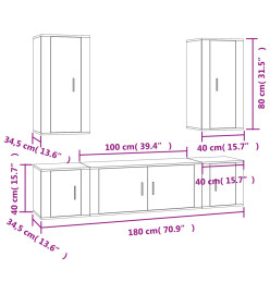 Ensemble de meubles TV 5 pcs Chêne marron Bois d'ingénierie