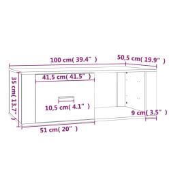 Table basse Chêne fumé 100x50,5x35 cm Bois d'ingénierie