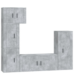 Ensemble de meubles TV 5 pcs Gris béton Bois d'ingénierie