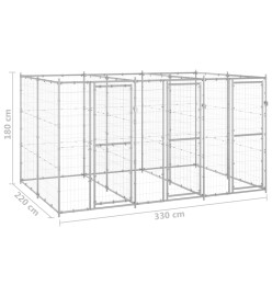 Chenil extérieur Acier galvanisé 7,26 m²