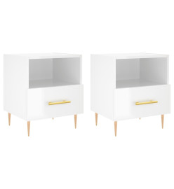 Tables de chevet 2 pcs blanc brillant 40x35x47,5 cm