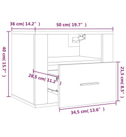 Table de chevet murale Sonoma gris 50x36x40 cm