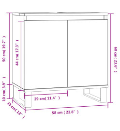 Armoire de bain chêne fumé 58x33x60 cm bois d'ingénierie