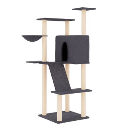 Arbre à chat avec griffoirs en sisal gris foncé 143 cm