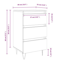 Table de chevet sonoma gris 40x35x69 cm bois d'ingénierie