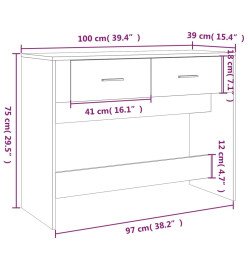 Table console Noir 100x39x75 cm Bois d'ingénierie