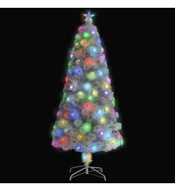 Sapin de Noël artificiel avec LED Blanc 150 cm Fibre optique