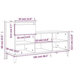 Armoire à chaussures Chêne fumé 102x36x60 cm Bois d'ingénierie