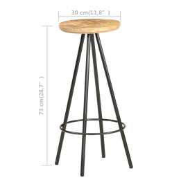 Tabourets de bar lot de 2 bois de manguier brut