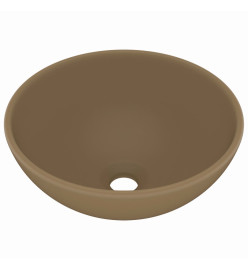 Lavabo rond de salle de bain Crème mat 32,5x14 cm Céramique