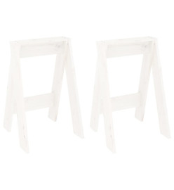 Tabourets lot de 2 blanc 40x40x60 cm bois massif de pin