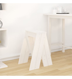 Tabourets lot de 2 blanc 40x40x60 cm bois massif de pin