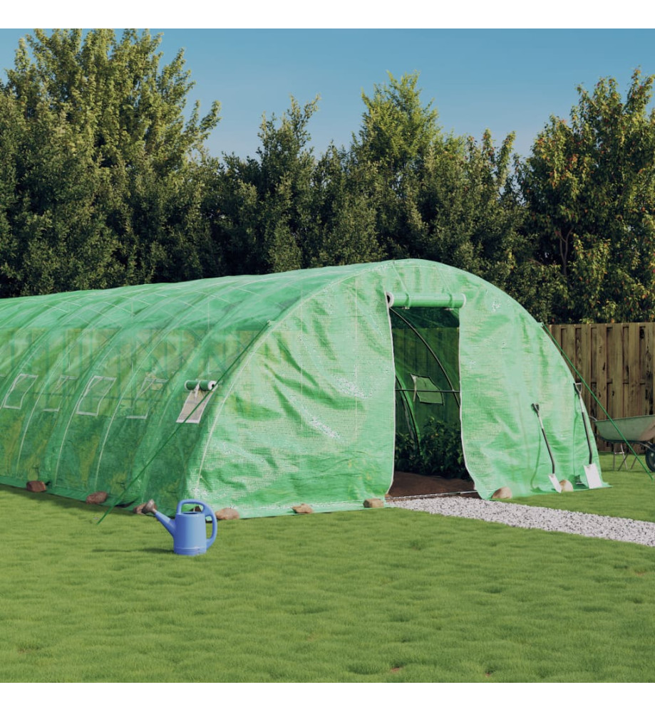 Serre avec cadre en acier vert 90 m² 18x5x2,3 m