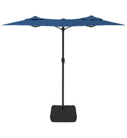 Parasol à double tête avec LED bleu azuré 316x240 cm