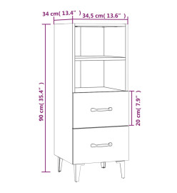 Buffet Gris béton 34,5x34x90 cm Bois d'ingénierie