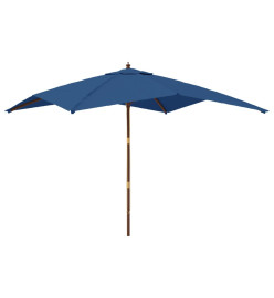 Parasol de jardin avec mât en bois bleu azuré 300x300x273 cm