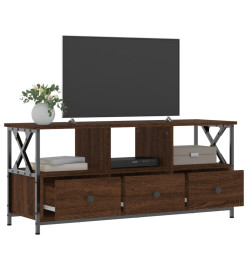 Meuble TV chêne marron 102x33x45 cm bois d'ingénierie et fer