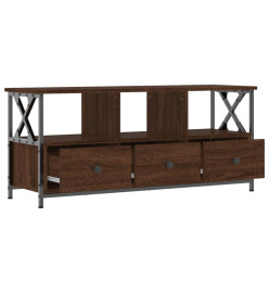 Meuble TV chêne marron 102x33x45 cm bois d'ingénierie et fer