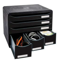 Exacompta Set de tiroirs bureau Store-Box Maxi 6 tiroirs Noir brillant