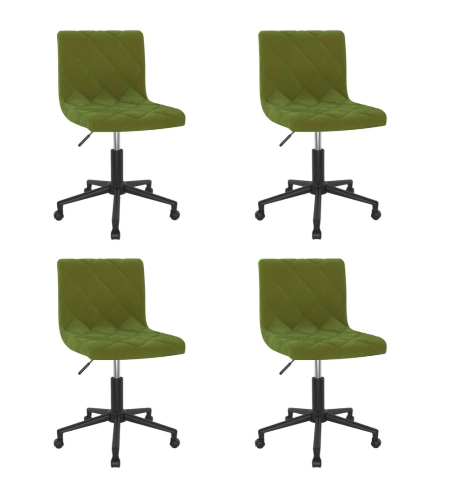 Chaises pivotantes à manger lot de 4 vert clair velours