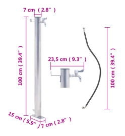 Colonne à eau de jardin 100 cm acier inoxydable rond