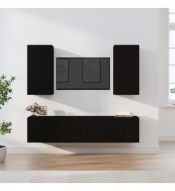 Ensemble de meubles TV 5 pcs Noir Bois d'ingénierie