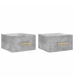 Tables de chevet murales 2 pcs gris béton 35x35x20 cm