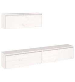 Meubles TV 3 pcs Blanc Bois massif de pin