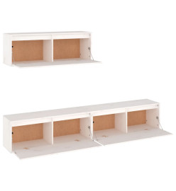 Meubles TV 3 pcs Blanc Bois massif de pin