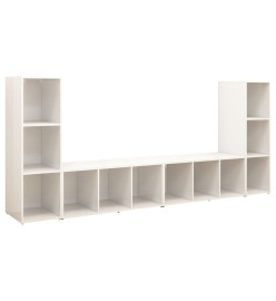 Meubles TV 4 pcs Blanc brillant 107x35x37 cm Aggloméré