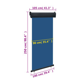 Auvent latéral de balcon 100x250 cm Bleu