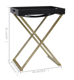 Table pliable Doré et noir 48x34x61 cm MDF