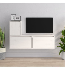 Meubles TV 3 pcs Blanc Bois massif de pin