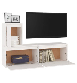 Meubles TV 3 pcs Blanc Bois massif de pin